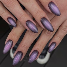 GLAMERMAID Black Pink Ombre Press on Nails front view