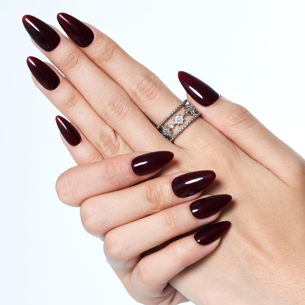 GLAMERMAID Burgundy Red Press on Nails application process
