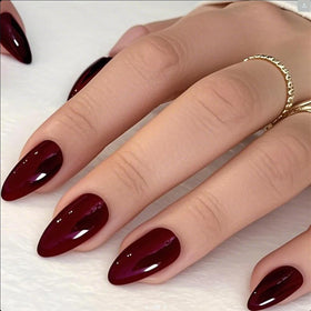GLAMERMAID Burgundy Red Press on Nails front view