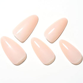 GLAMERMAID Nude Pink Press on Nails displayed with adhesive tabs