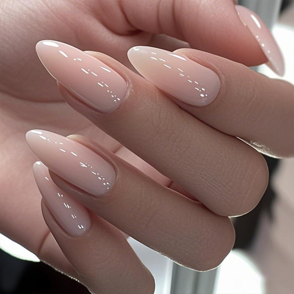 GLAMERMAID Nude Pink Press on Nails Medium Almond packaging