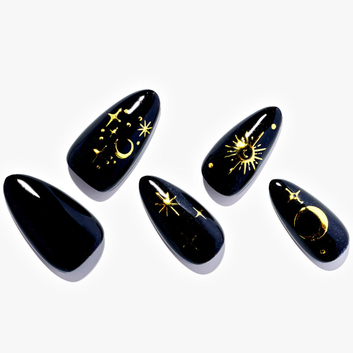 GLAMERMAID Press on Nails Gothic Star Black Gel side view