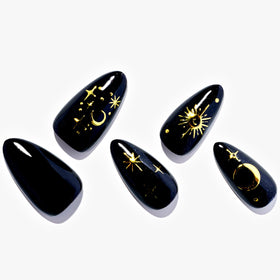 GLAMERMAID Press on Nails Gothic Star Black Gel side view