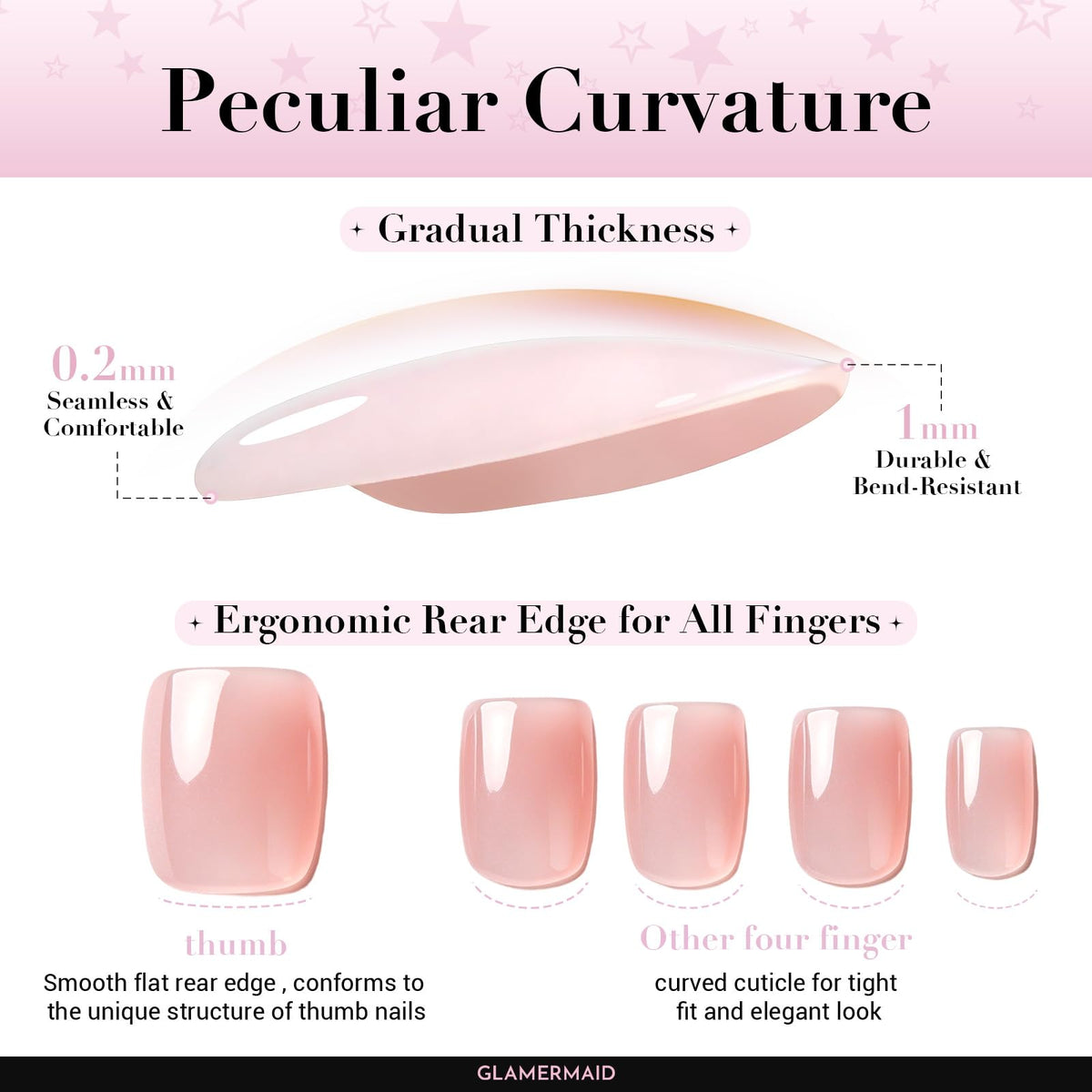GLAMERMAID press on nails with adhesive tabs and glue