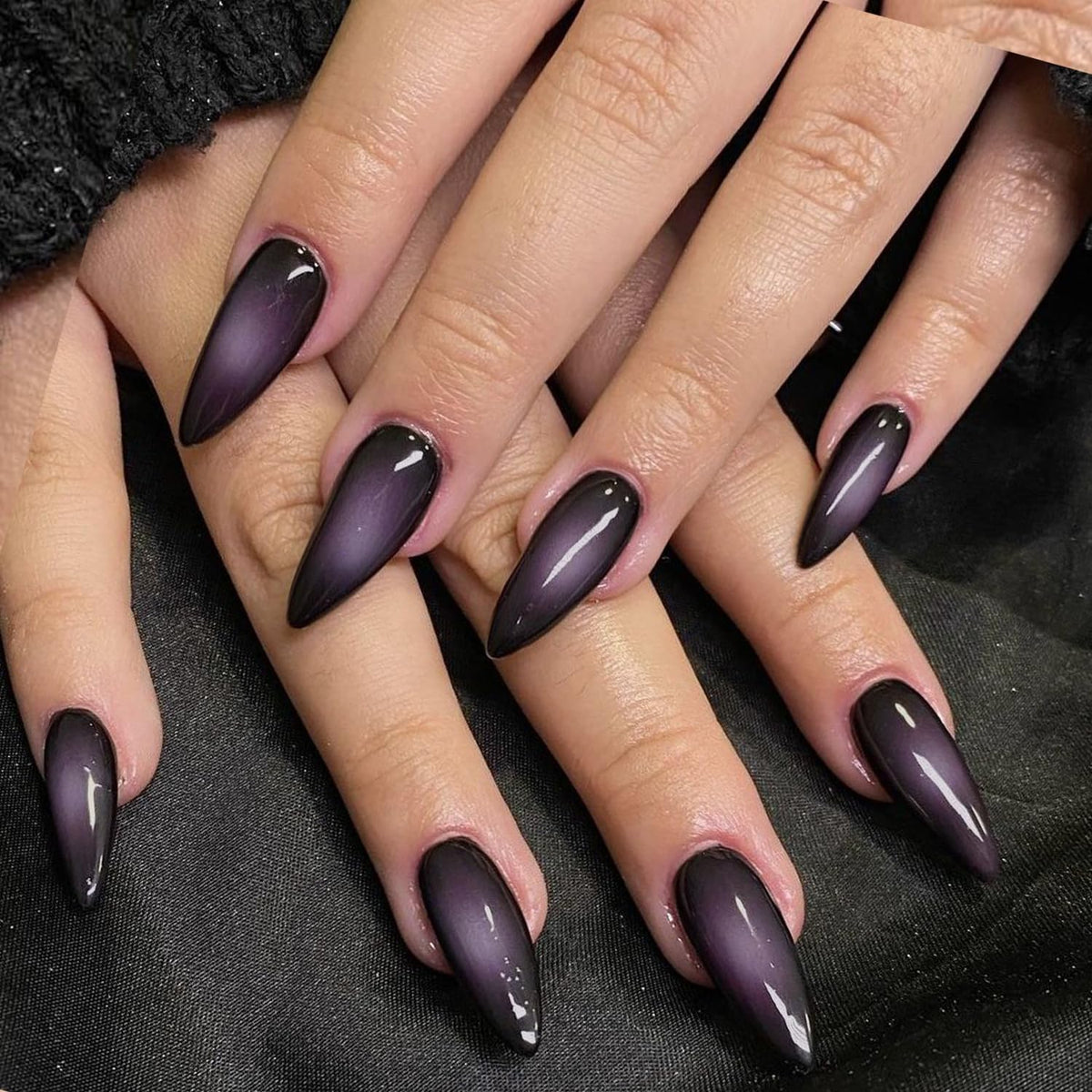 GLAMERMAID press on nails with purple aurora design