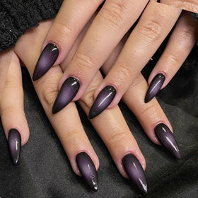 GLAMERMAID press on nails with purple aurora design