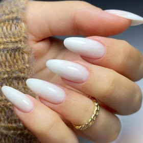 GLAMERMAID Pure White Press on Nails Medium Almond front view