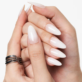 GLAMERMAID Pure White Press on Nails Medium Almond in packaging