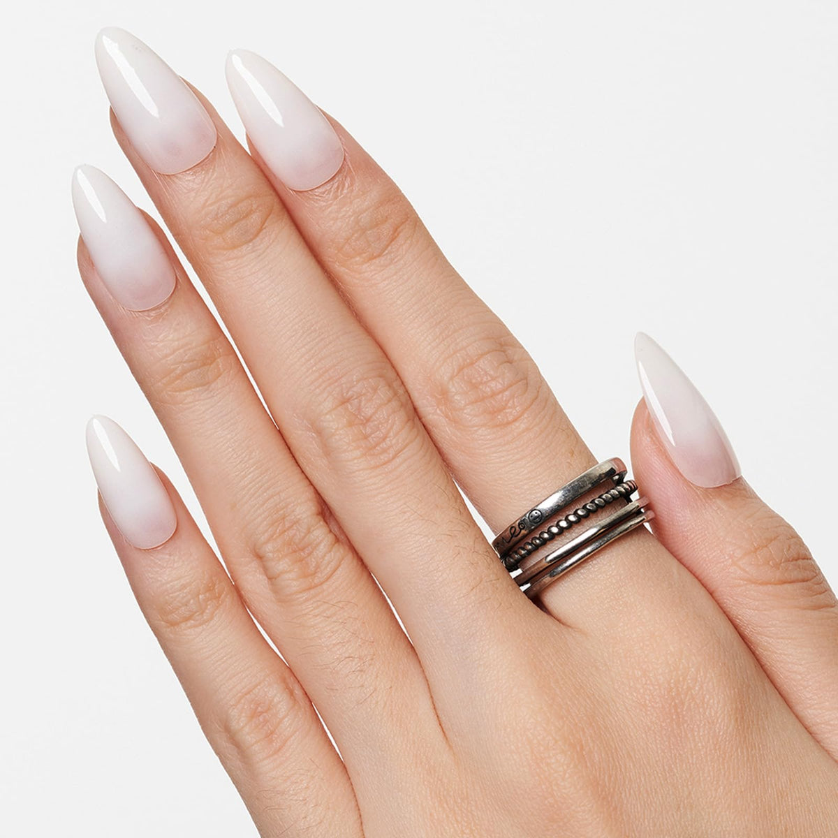 GLAMERMAID Pure White Press on Nails on a hand