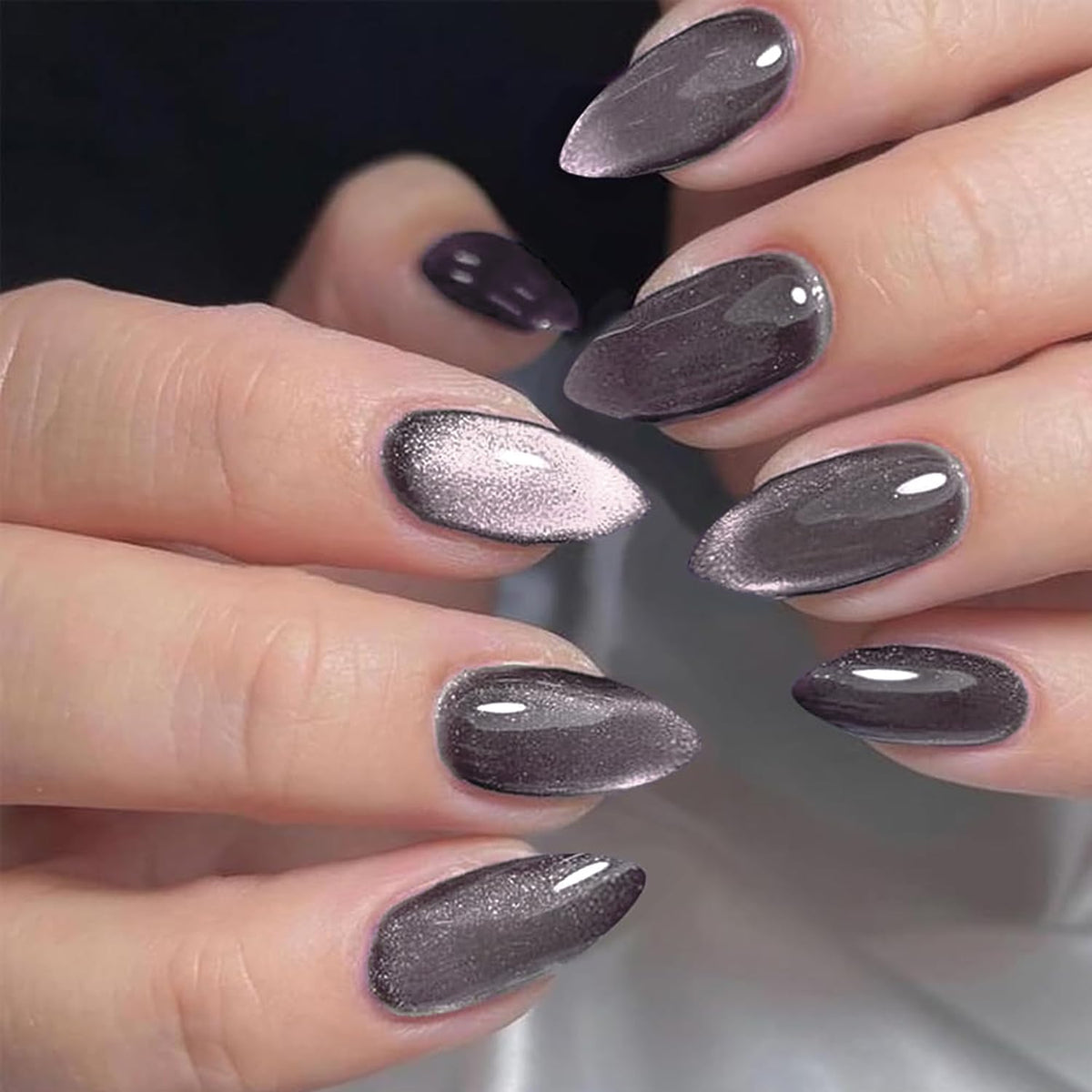GLAMERMAID Purple Cat Eyes Press on Nails front view