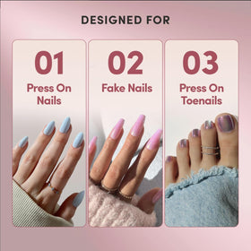 Glamnetic Brush-On Nail Glue 3 Pack on a vanity table