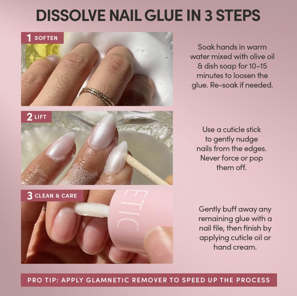 Glamnetic Brush-On Nail Glue 3 Pack packaging details