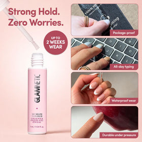 Glamnetic Brush-On Nail Glue 3 Pack showing two 7ml bottles