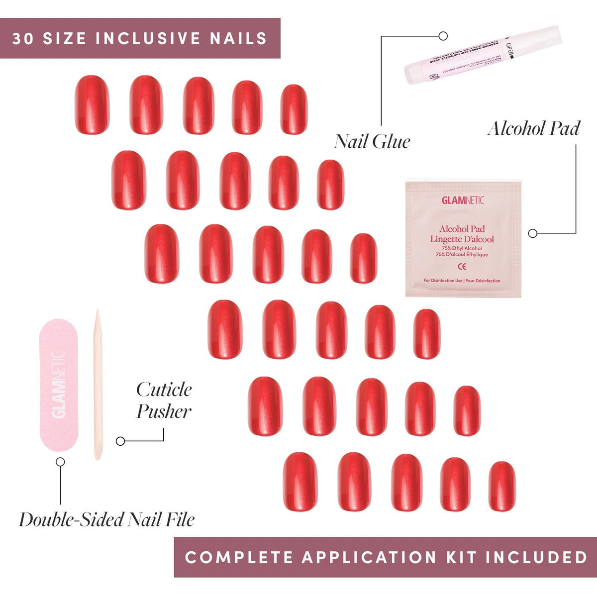 Glamnetic Cherry Glaze Press On Nails alcohol pad