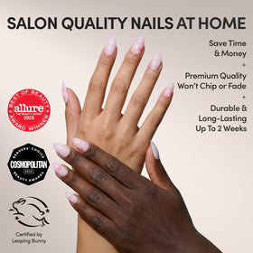 Glamnetic Fleur Amour Press On Nails short almond design close-up