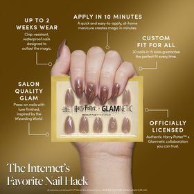 Glamnetic Golden Cup Press On Nails packaging and accessories