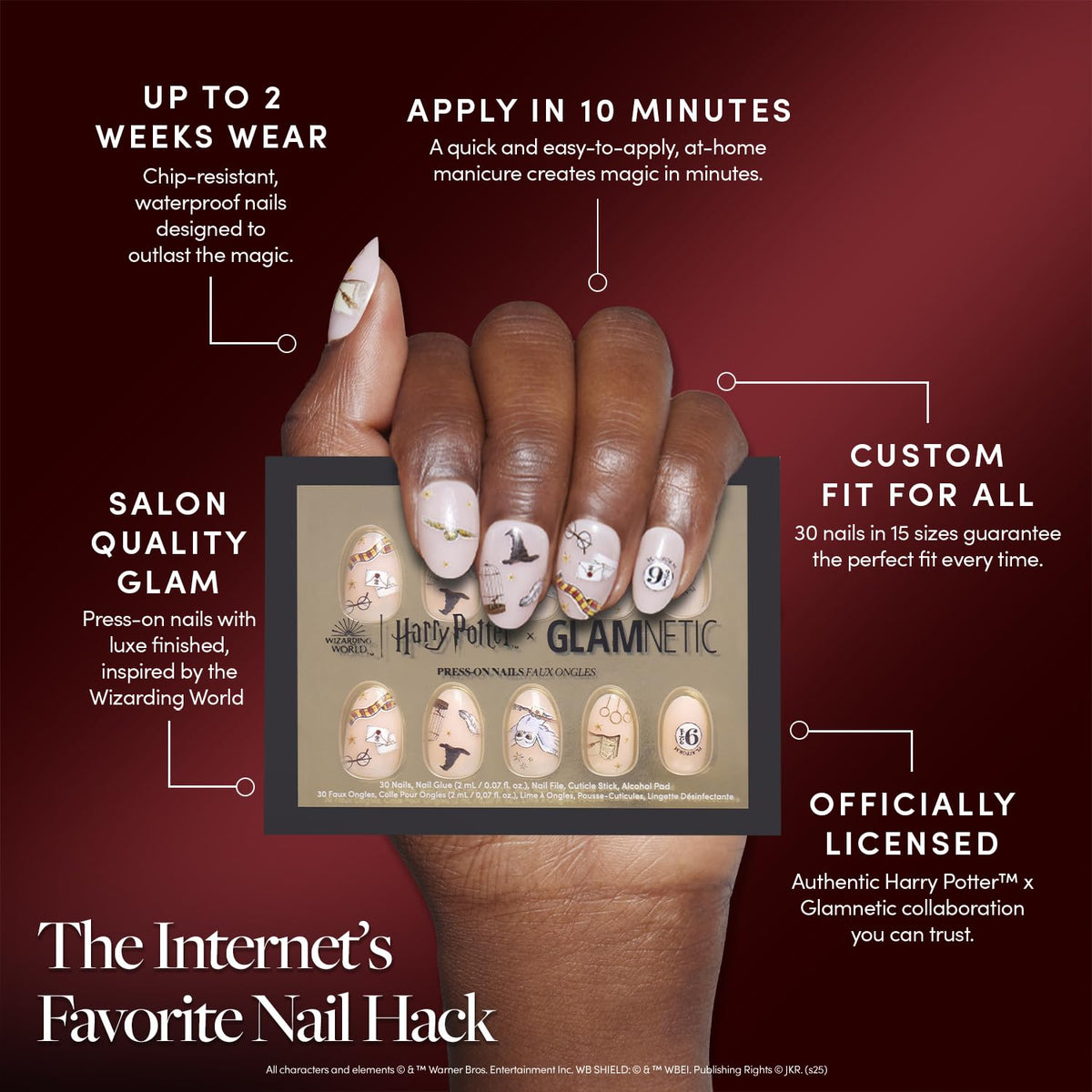 Glamnetic Hogwarts Press On Nails storage box and accessories