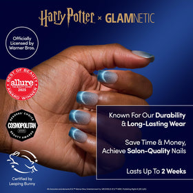 Glamnetic Lumos Press On Nails glowing French tips close-up