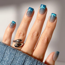 Glamnetic Lumos Press On Nails velvet blue gradient front view