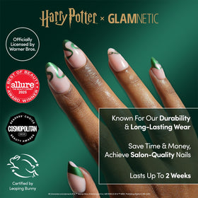 Glamnetic Parseltongue Press On Nails side view showing snake graphics