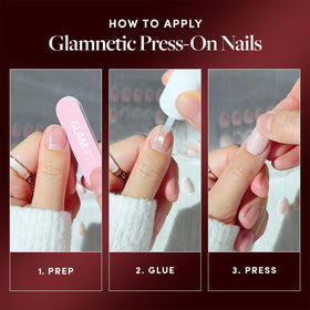 Glamnetic Parseltongue Press On Nails with application tools