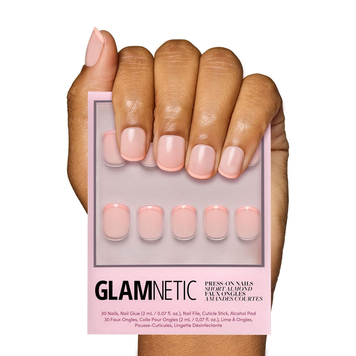 Glamnetic Press On Nails 30 Pc Full Kit front view with peach glossy finish