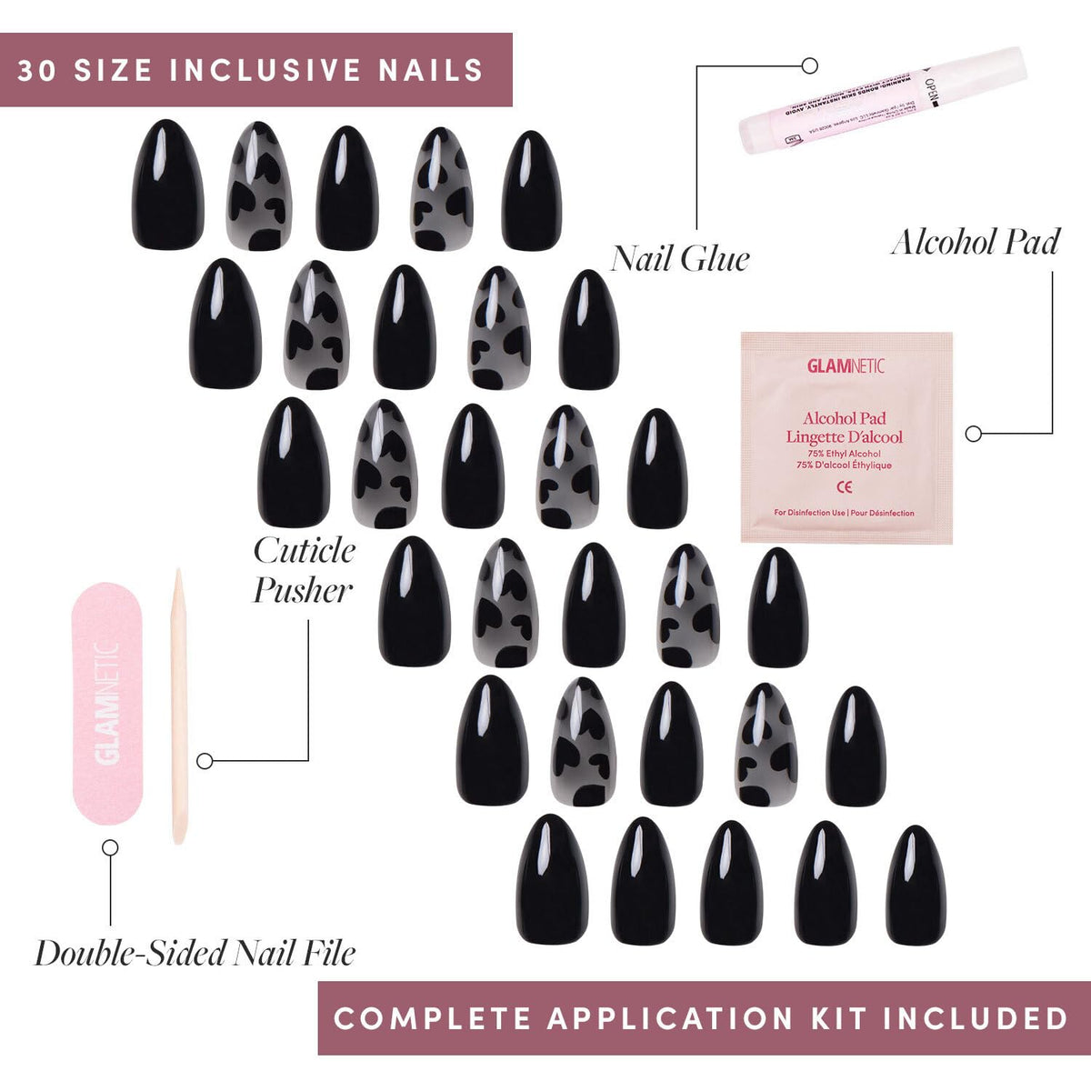 Glamnetic Press On Nails application process with accessories