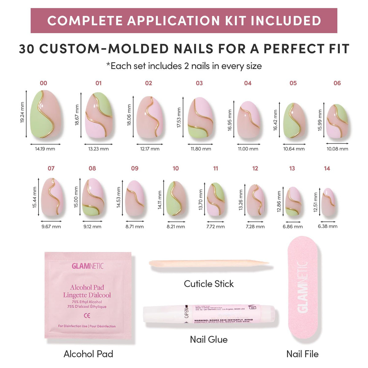 Glamnetic Press On Nails application process with cuticle stick