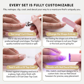 Glamnetic Press On Nails application process with tools