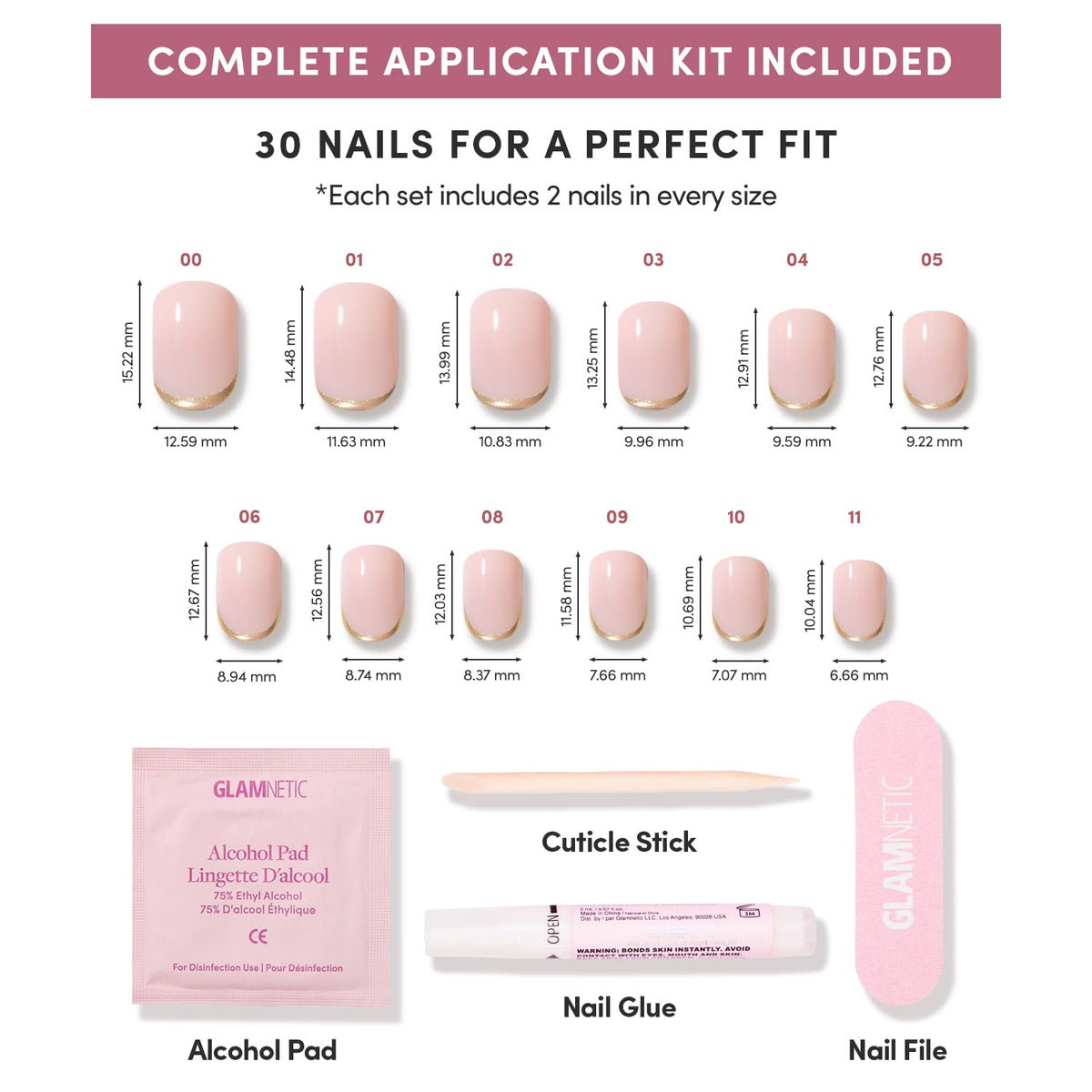 Glamnetic Press On Nails cuticle stick and alcohol pad