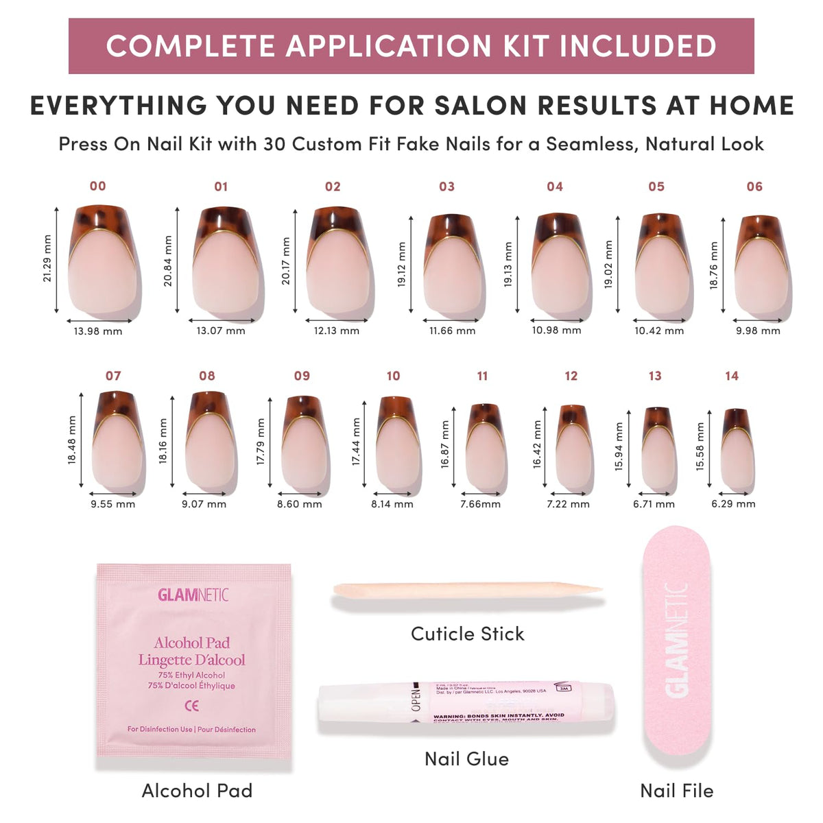 Glamnetic Press On Nails cuticle stick and alcohol pad