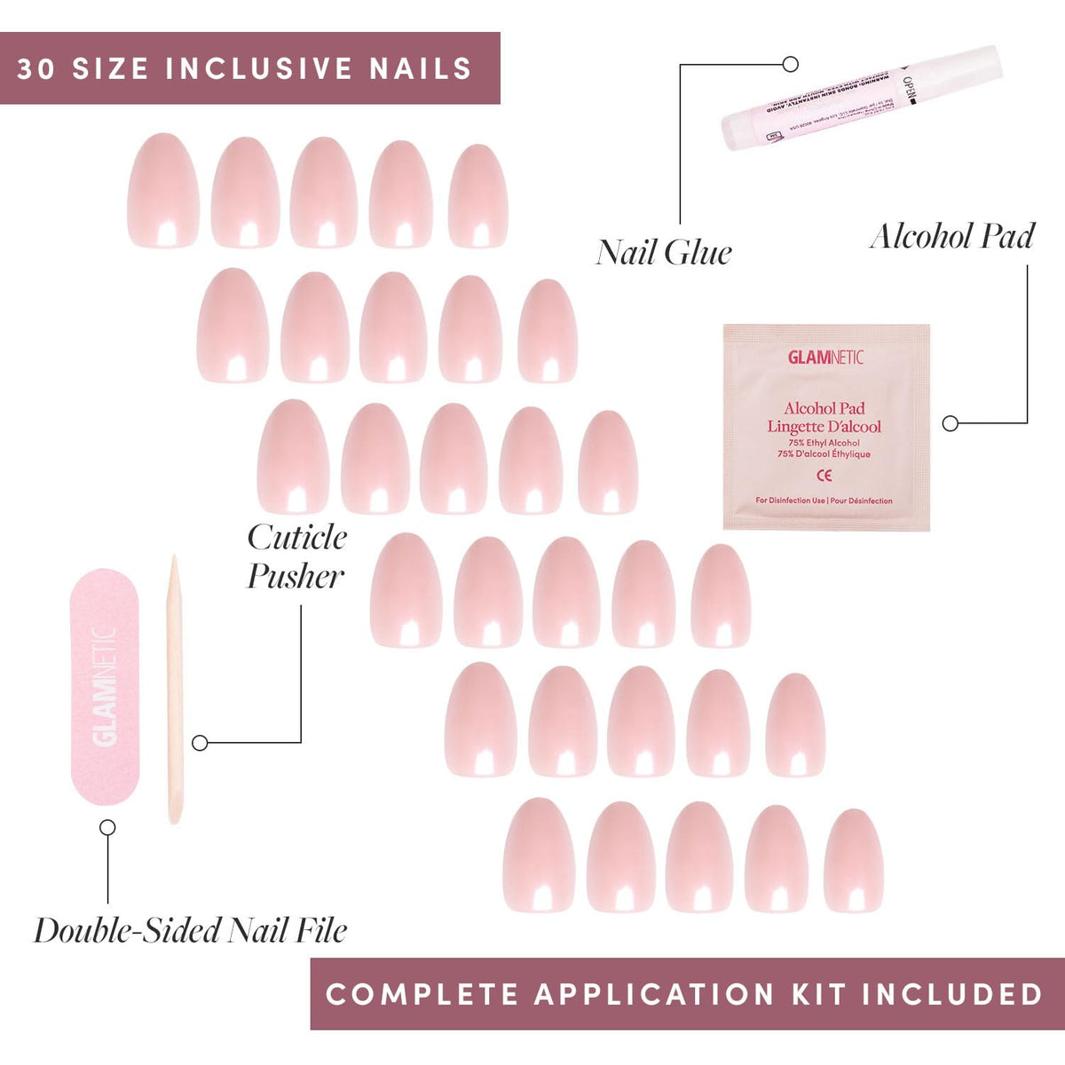 Glamnetic Press On Nails displayed with a natural hand