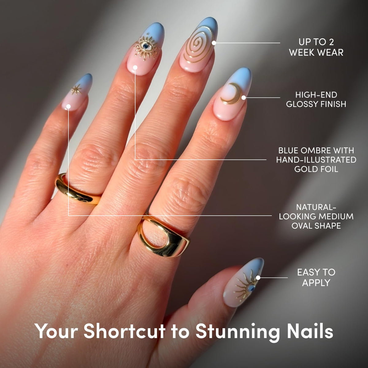 Glamnetic press on nails displayed with cuticle stick