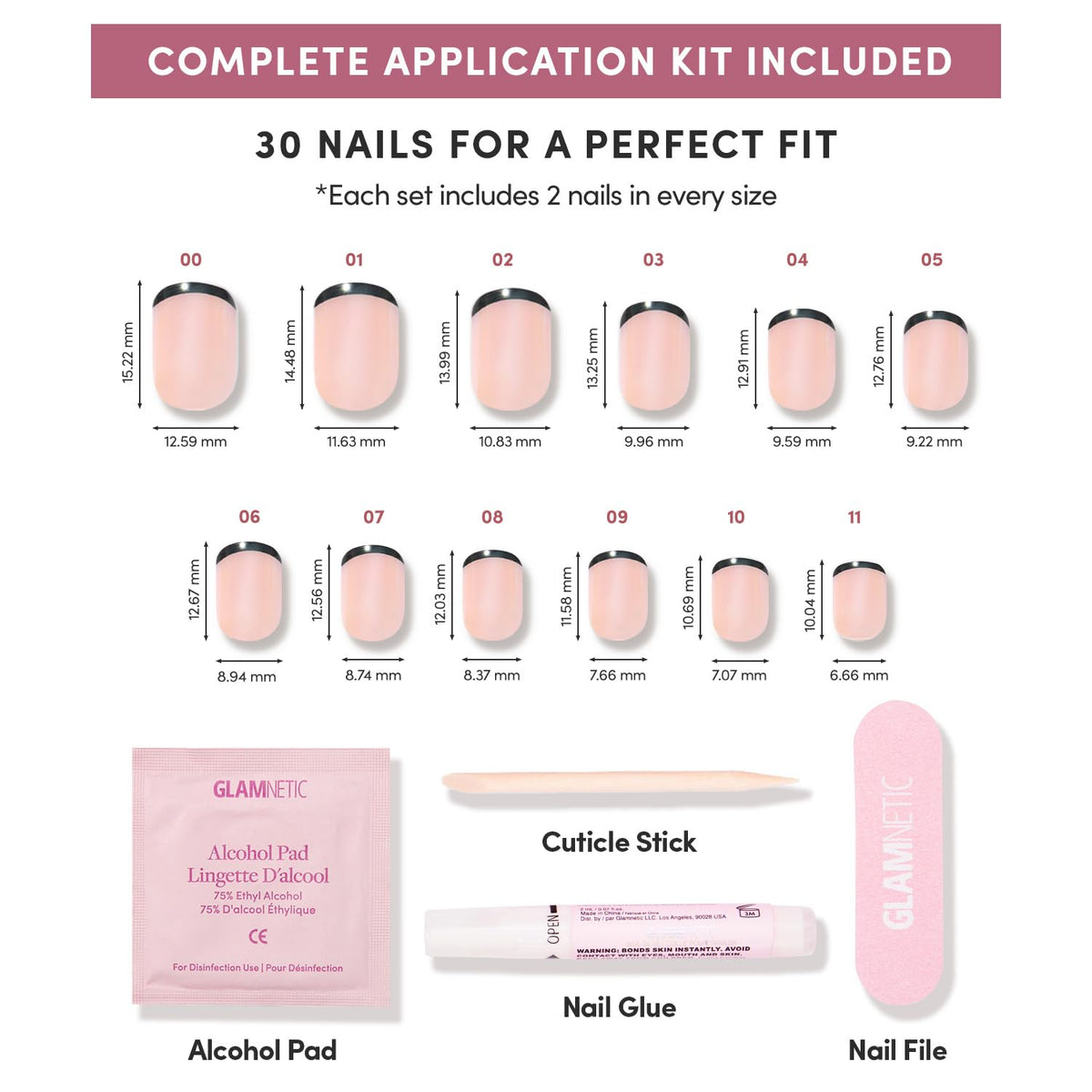 Glamnetic Press On Nails displayed with double-sided nail file