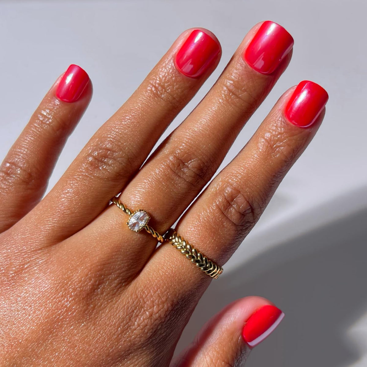 Glamnetic Press On Nails extra short glazed red kit front view