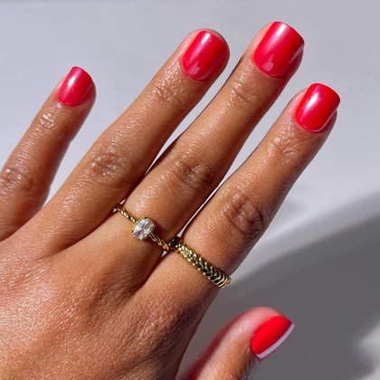 Glamnetic Press On Nails extra short glazed red kit front view
