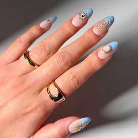 Glamnetic Press On Nails full kit with ombre blue French tips