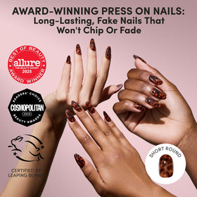 Glamnetic Press On Nails glossy tortoiseshell design close-up