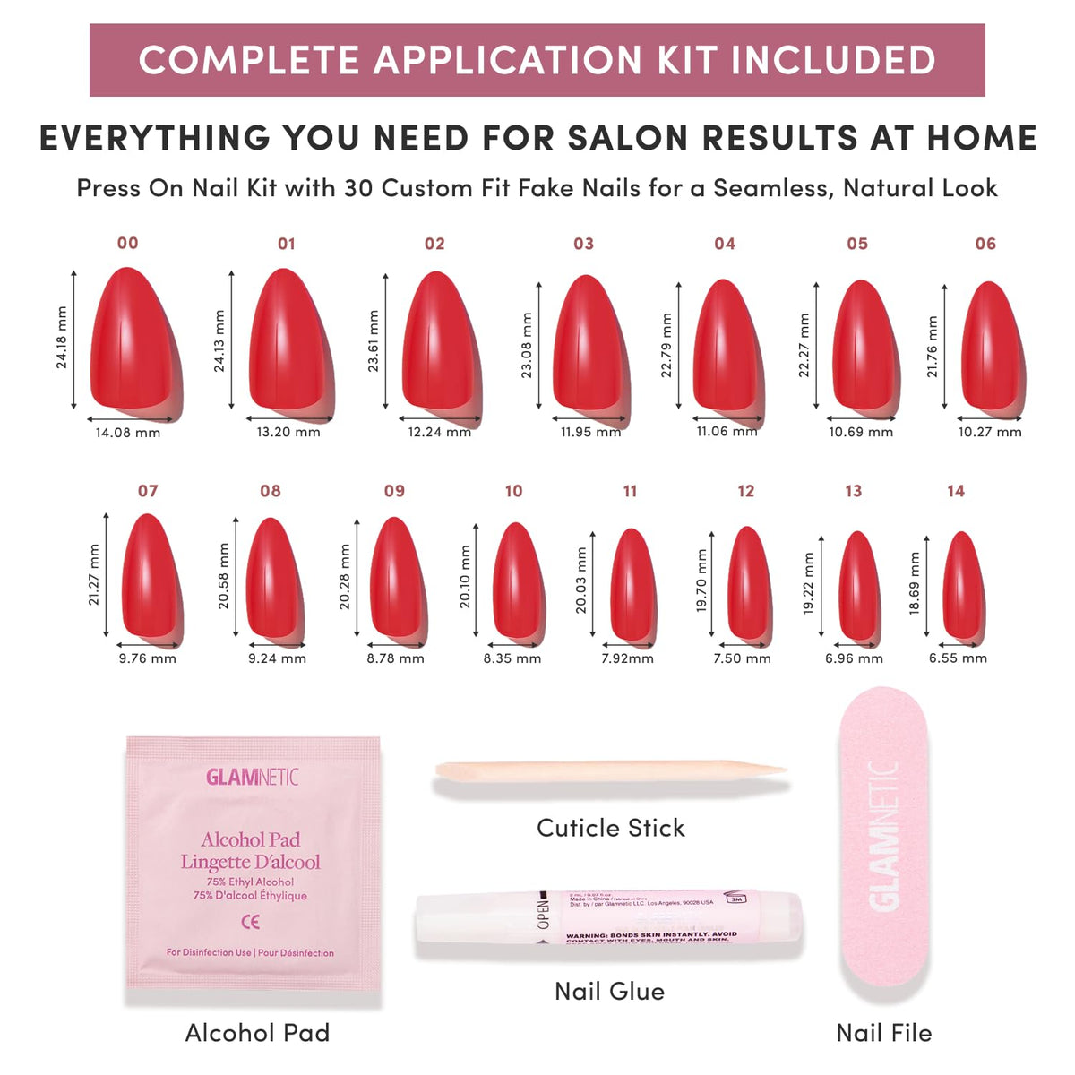 Glamnetic Press On Nails in a hand showcasing the glossy finish