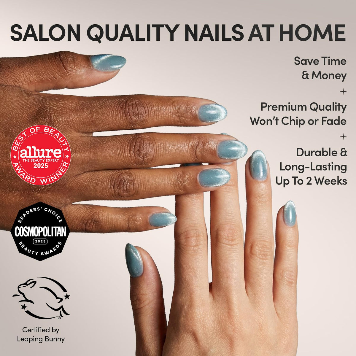 Glamnetic Press On Nails in storage box with nail glue and accessories