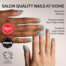 Glamnetic Press On Nails in storage box with nail glue and accessories