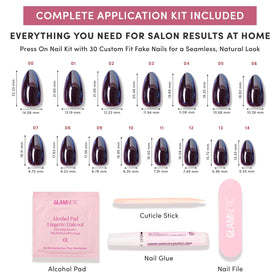 Glamnetic Press On Nails in various sizes laid out