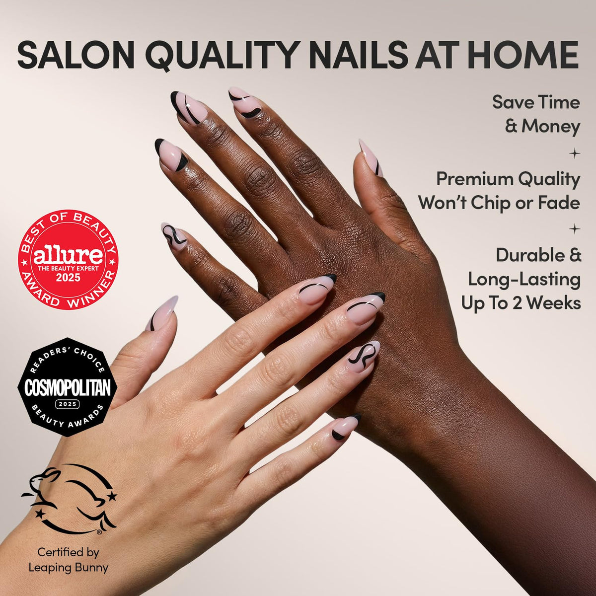 Glamnetic Press On Nails Ink Wave design close-up