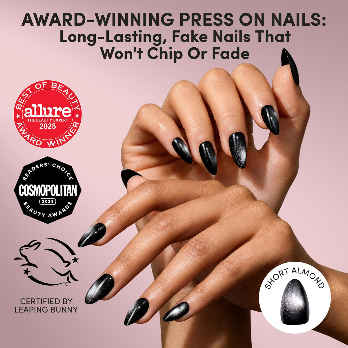 Glamnetic Press On Nails kit contents including glue and nail file