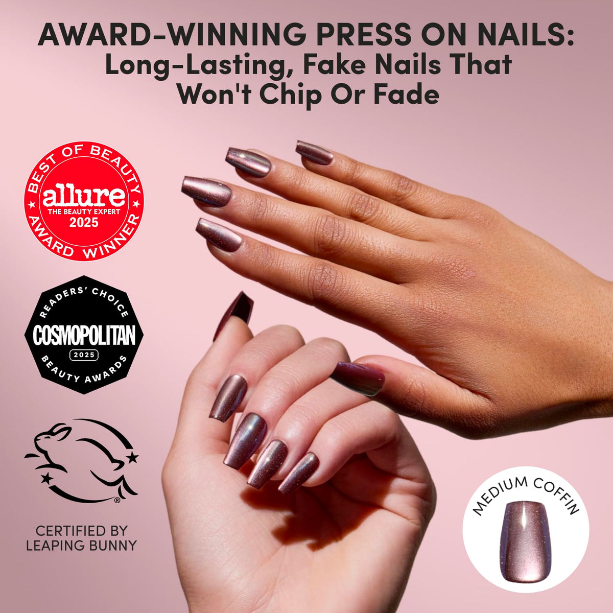 Glamnetic Press On Nails kit contents including glue and nail file