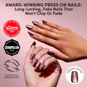Glamnetic Press On Nails kit contents including glue and nail file