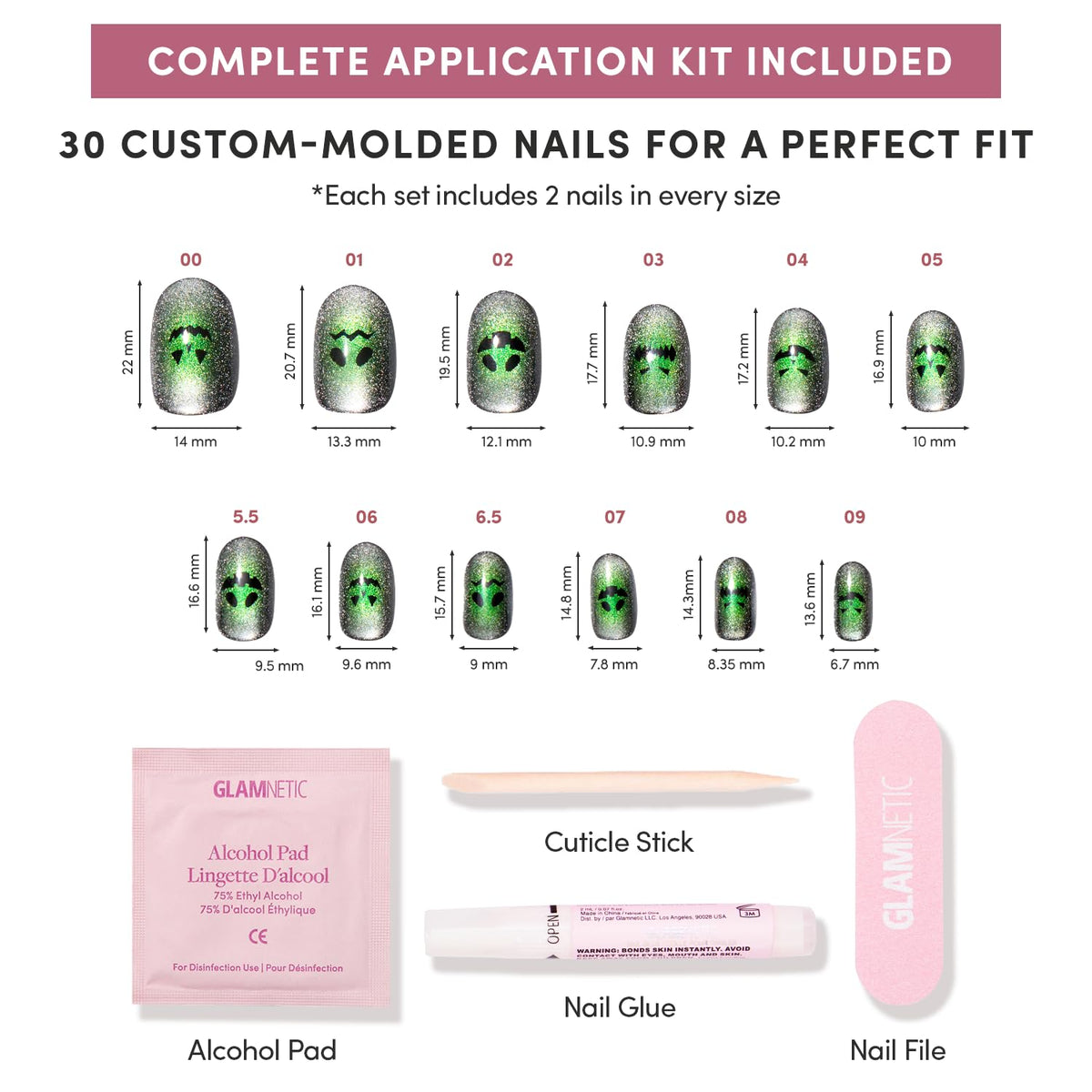 Glamnetic Press On Nails kit contents laid out
