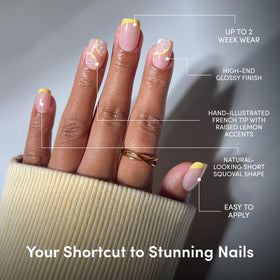 Glamnetic Press On Nails Lemon French Tip application process