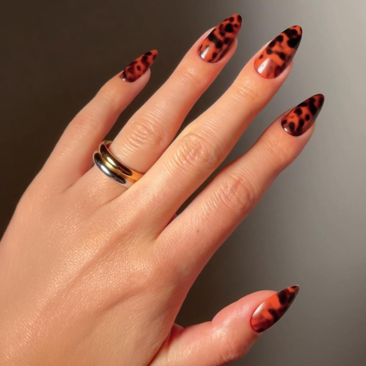 Glamnetic Press On Nails medium almond glossy finish front view
