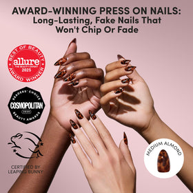 Glamnetic Press On Nails medium almond glossy finish side view